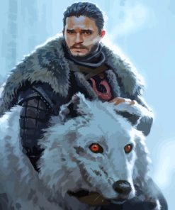 GOT Jon Snow And Ghost Diamond Painting