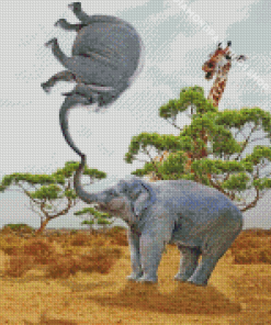 Giraffe Elephants Diamond Paintings