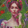 Girl With Flower Hair Diamond Paintings