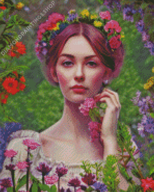 Girl With Flower Hair Diamond Paintings