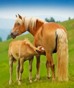 Haflinger Horse Mother And Baby Diamond Painting
