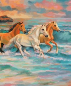 Horses On Beach Diamond Painting