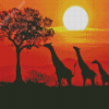 South Africa Kruger Park Giraffes Silhouette Diamond Paintings