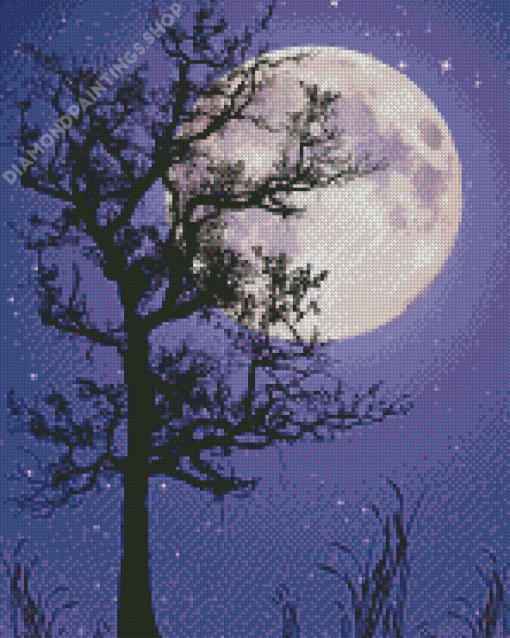 Tree Night Moon Diamond Paintings