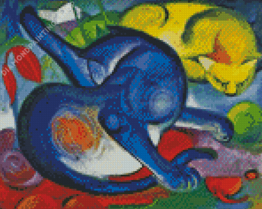 Two Cats Blue And Yellow By Franz Marc Diamond Paintings