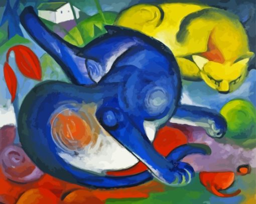 Two Cats Blue And Yellow By Franz Marc Diamond Painting