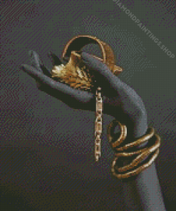 Black Hand With Gold Diamond Paintings