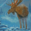 Cool Moose In Winter Diamond Paintings