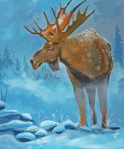 Cool Moose In Winter Diamond Painting