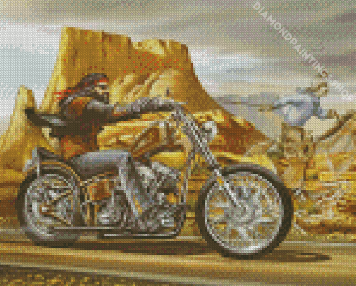 Motorcycle And Horse Art Diamond Paintings
