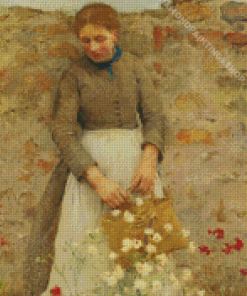 Woman With Flowers Henry Scott Tuke Diamond Paintings