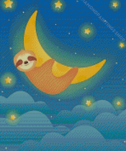 Blue Sloth Moon Diamond Painting