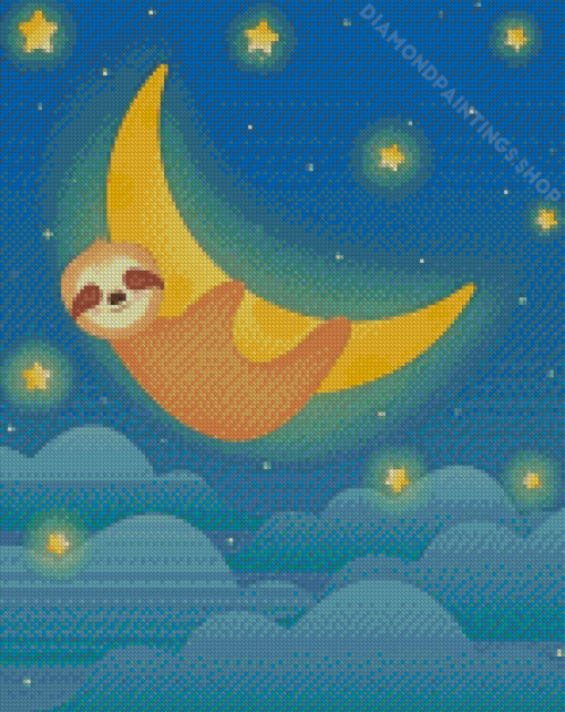 Blue Sloth Moon Diamond Painting