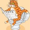Cat On A Toilet Reading News Diamond Painting