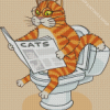 Cat On A Toilet Reading News Diamond Painting