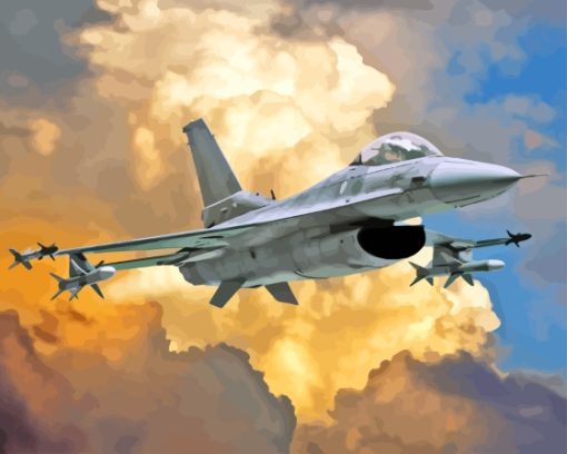 F 16 Fighting Falcon Aircraft Diamond Painting