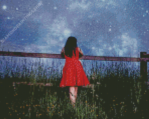 Girl Watching Sky Diamond Painting