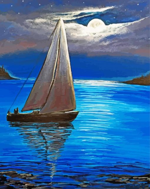 Aesthetic Sailboat During Moonlight Diamond Painting