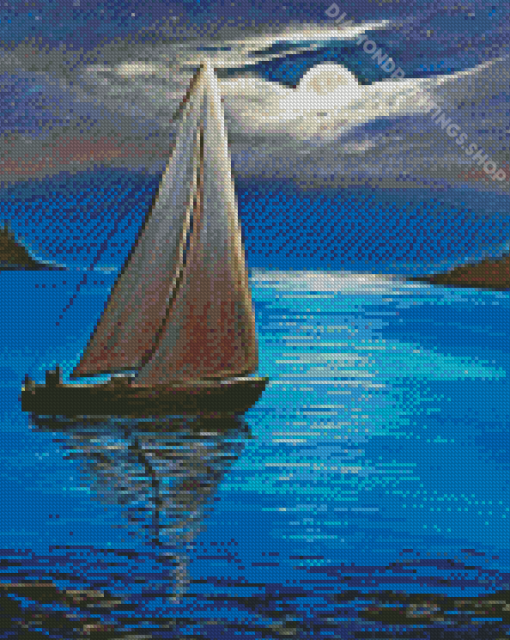 Aesthetic Sailboat During Moonlight Diamond Painting