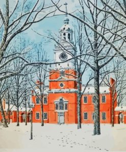 Independence Hall In Winter Diamond Painting