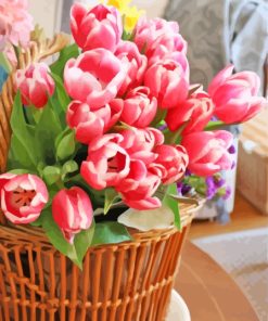 Spring Tulips Flowers Basket Diamond Painting