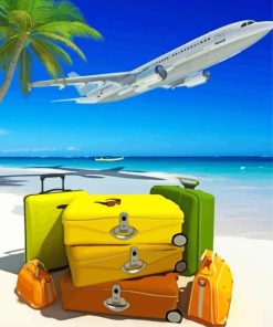 Travel Suitcases In The Beach Diamond Painting