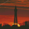 Blackpool Tower Sunset Silhouette Diamond Painting