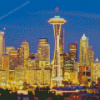 Seattle Space Needle Tower At Night Diamond Painting