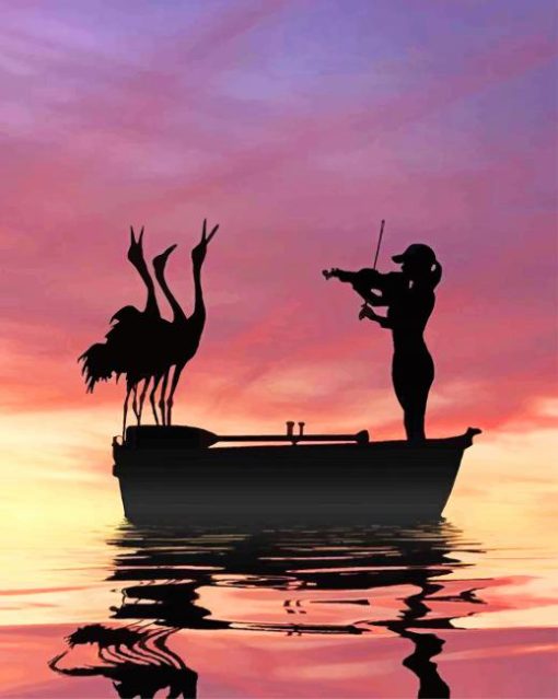 Bird And Violinist Silhouette Diamond Painting