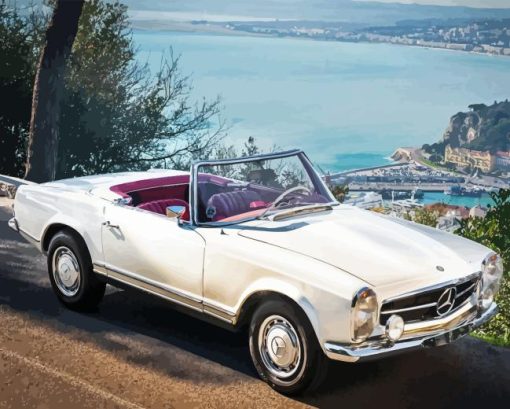 Classic White Mercedes Roadster Diamond Painting
