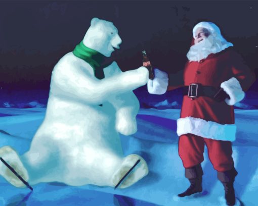 Santa Claus And Polar Bear Diamond Painting