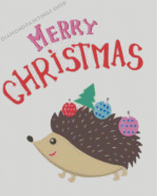 Christmas Hedgehog Illustration Diamond Painting