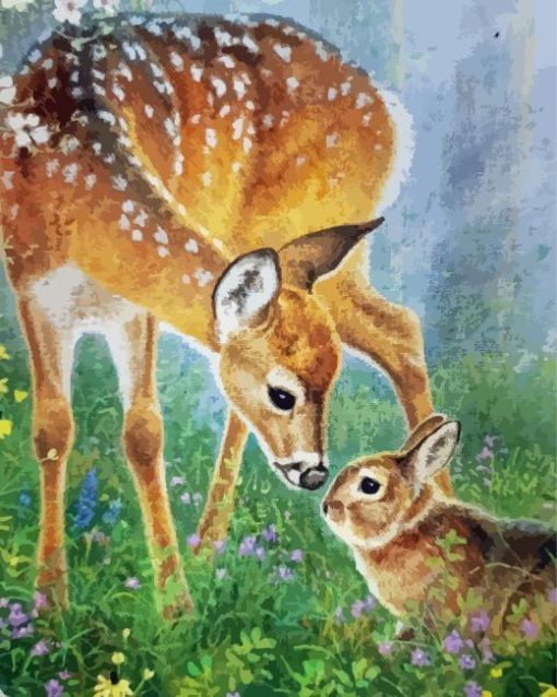 Cute Rabbit And Deer Diamond Painting