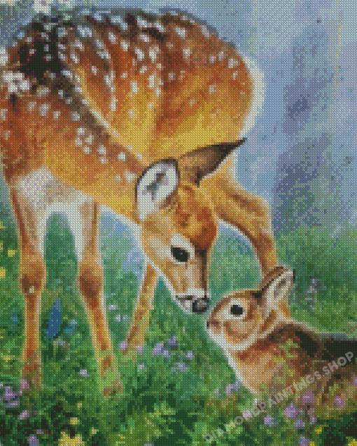 Cute Rabbit And Deer Diamond Painting