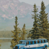Blue Bus In Forest Diamond Painting