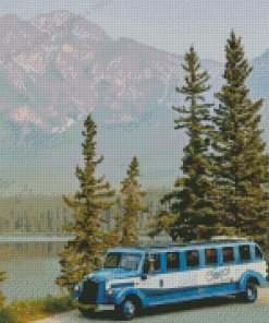 Blue Bus In Forest Diamond Painting