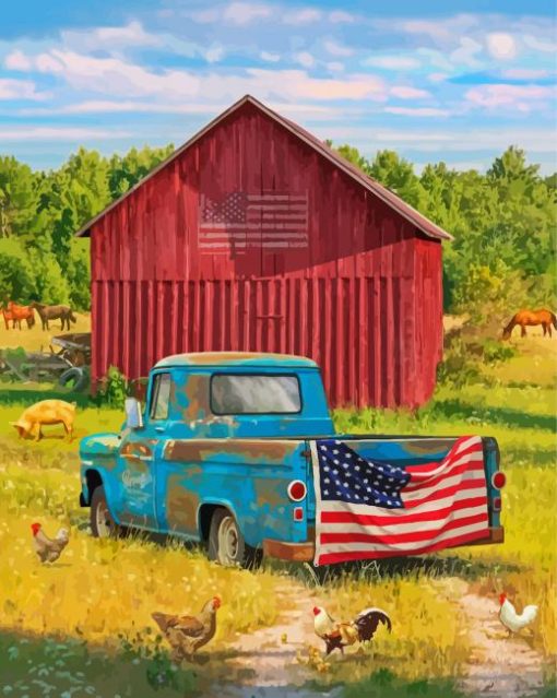 Barn and american truck diamond paints