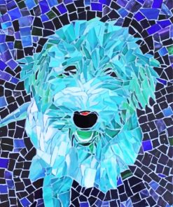Blue mosaic dog Diamond Dotz