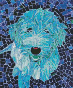 Blue mosaic dog Diamond Dotz