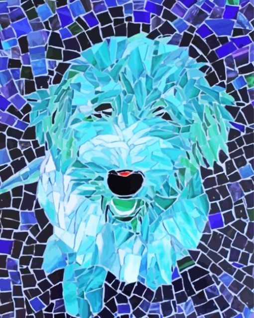 Blue mosaic dog Diamond Dotz