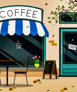 Cafe store front illustration Diamond Paintings