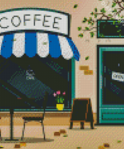 Cafe store front illustration Diamond Paintings