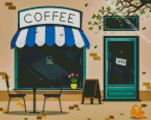 Cafe store front illustration Diamond Paintings