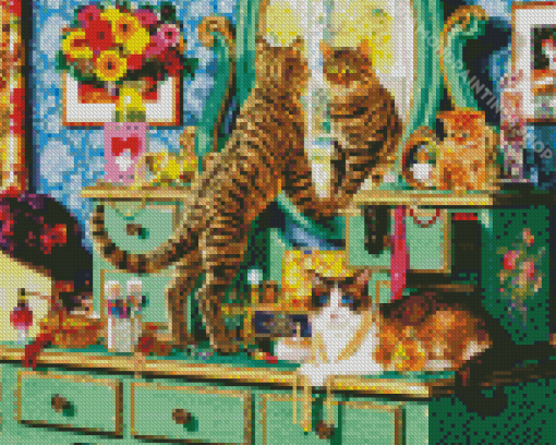 Cat Looking In The Mirror Diamond Paintings