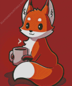 Fox drinking coffee Diamond With Numbers