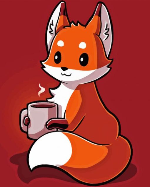 Fox drinking coffee Diamond With Numbers