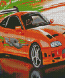 Illustration Orange Toyota supra mk4 Diamond With Numbers