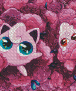 Jigglypuff With Flowers Diamond With Numbers