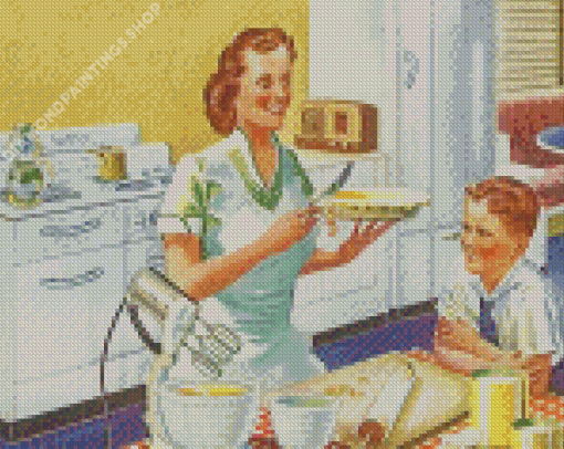 Vintage Mom Baking Diamond Paintings