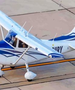 White And Blue Cessna 182 Aircraft Diamond With Numbers
